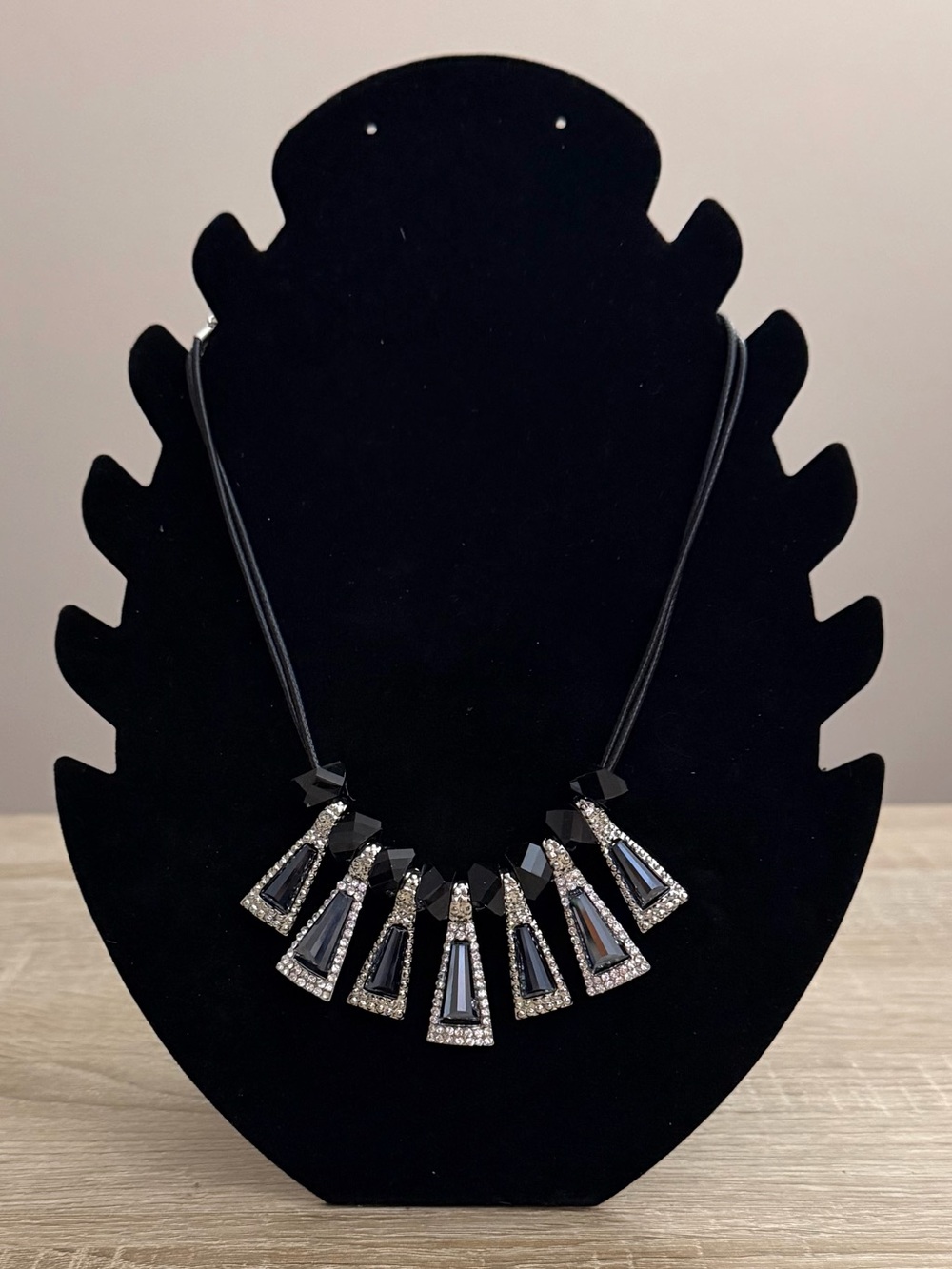 NEW Black Rhinestone Statement Necklace Glam Geometric Jewelry